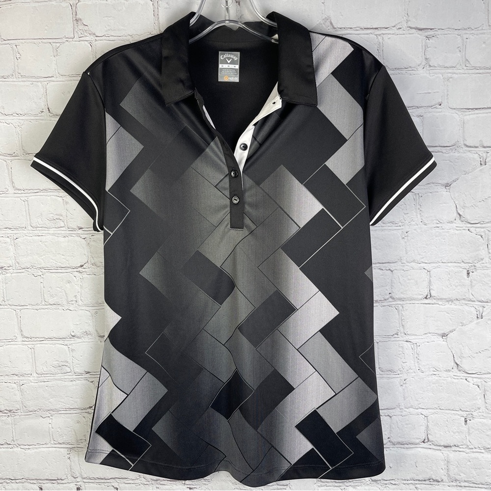 CALLAWAY Black and Gray Golf Opti Dri Polo Shirt, Size M